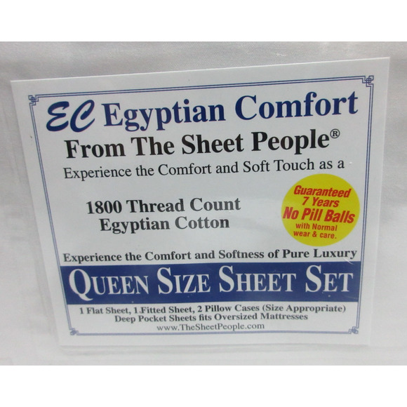 100% Egyptian Cotton Queen Sheets Set Deep Pocket New! 1800 thread count - Picture 2 of 5